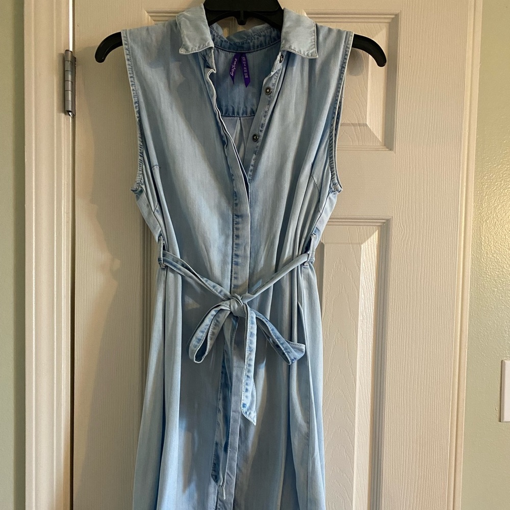 Seraphine Denim Sleeveless Maternity Dress